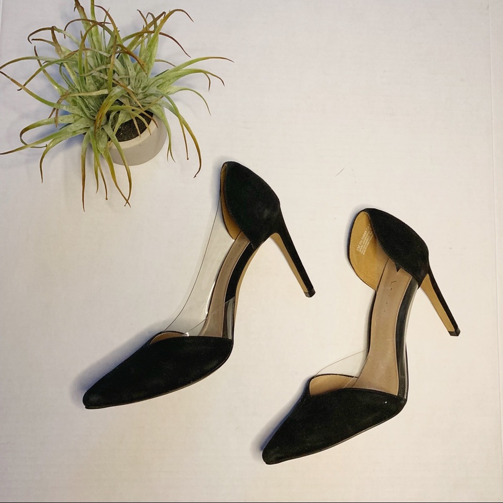 ⭐️ Nordstrom LEITH Black Suede and Clear PVC Heels